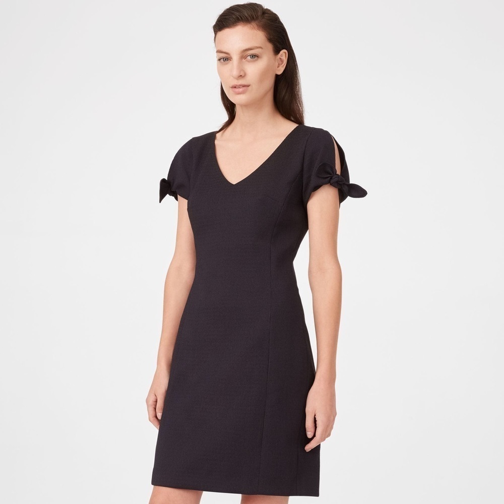 Club Monaco Navy Blue Short Sleeve Bow Cotton Blend Torcasta Dress NWT Sz 0
